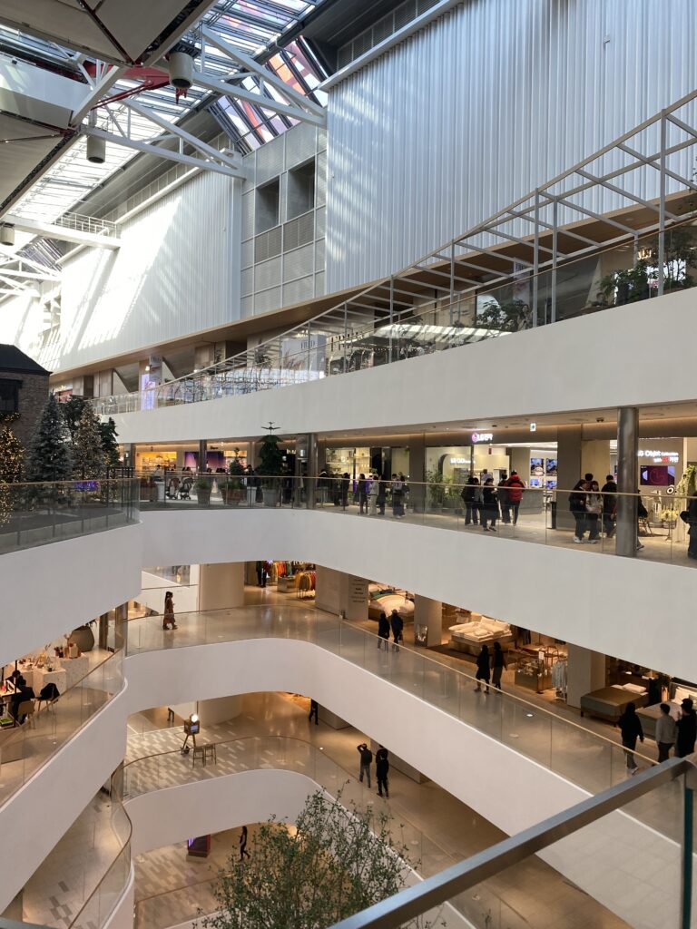 Inside Hyundai shopping mall across the street from Conrad Seoul