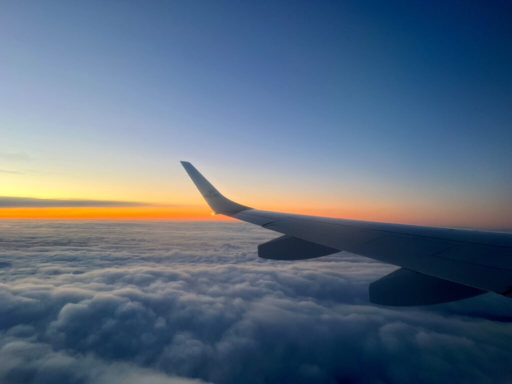 KLM flying over Amsterdam, Netherlands